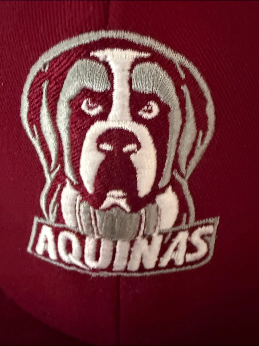Aquinas Saints College Adidas Dog Logo maroon Baseball Cap. Adjustable. Catholic